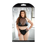 Curve Rebel-Chic Wetlook Bra & Thong Set Bras and Bra Sets