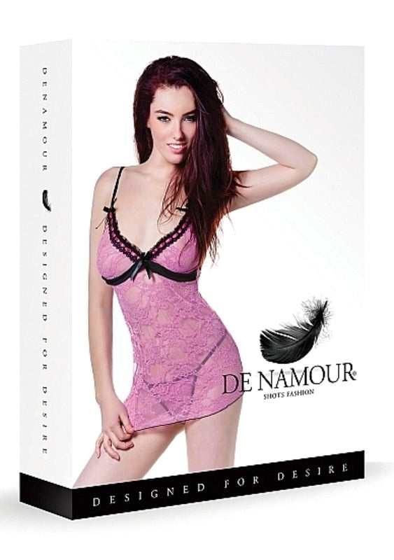 De Namour Pink/Black Babydoll & G-String Babydolls and Chemises