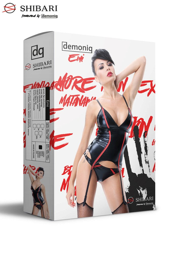 Demoniq's Emi Black Corset - Captivating Lingerie for Seductive Allure Body Stockings