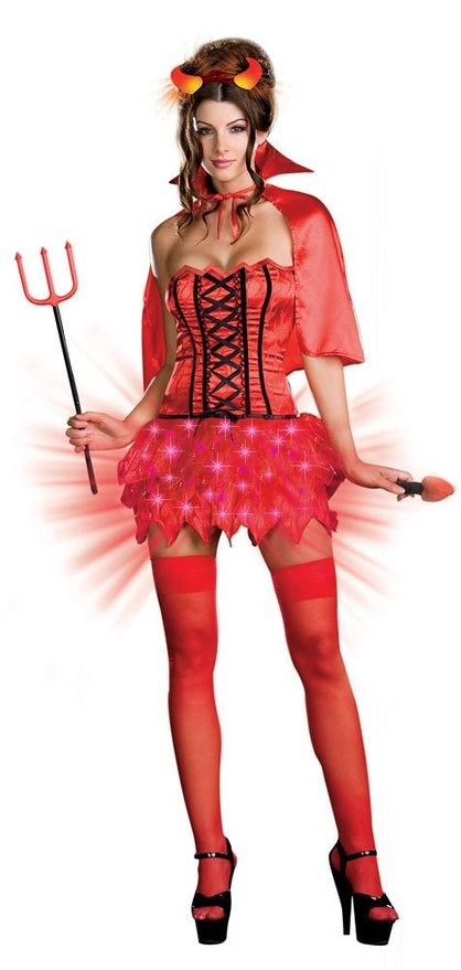 Seductive Devil's De-Light Costume - Fiery Elegance - Fancy Dress Ups