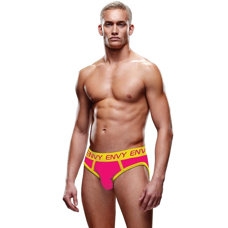 ENVY Solid Jock - Pink/Yellow Mens Underwear Jocks and G-Strings