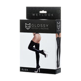 Glossy Eliza Wetlook Stockings - High Shine, Intricate Lace, Perfect Fit Her Fetish