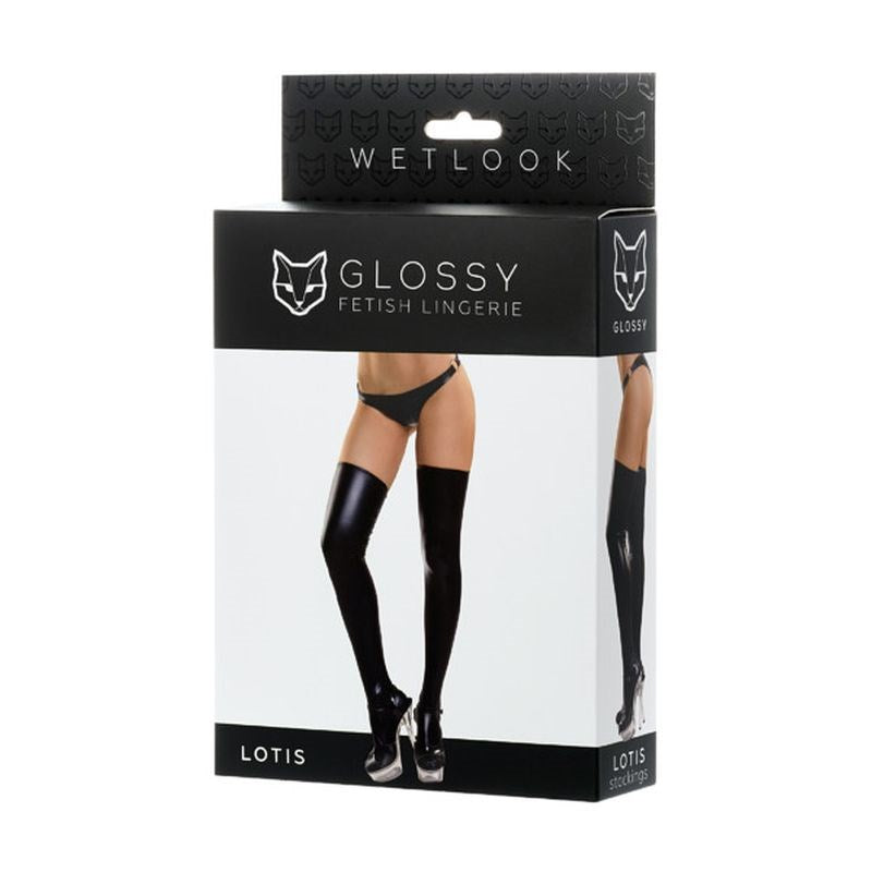 Glossy Lotis Wetlook Stockings - High Gloss, Ultimate Comfort Her Fetish