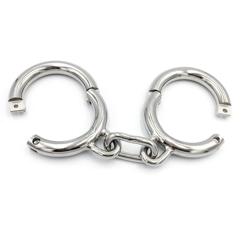 BDStyle Heavy-Duty Metal Ankle/Wrist Cuffs with Chain Steel Sex Toys