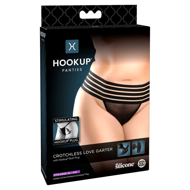 Pipedream HOOKUP Womens Crotchless Love Garter G-Strings, Panties and Shorts