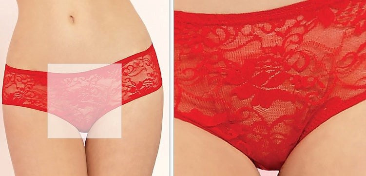 Lace Boyshorts Open Crotch & Ruffles Red Bras and Bra Sets