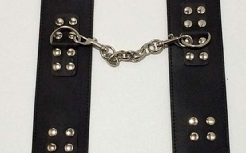 MG Leather Wrist/Ankle Cuffs with Buckle Black Cuffs and Restraints