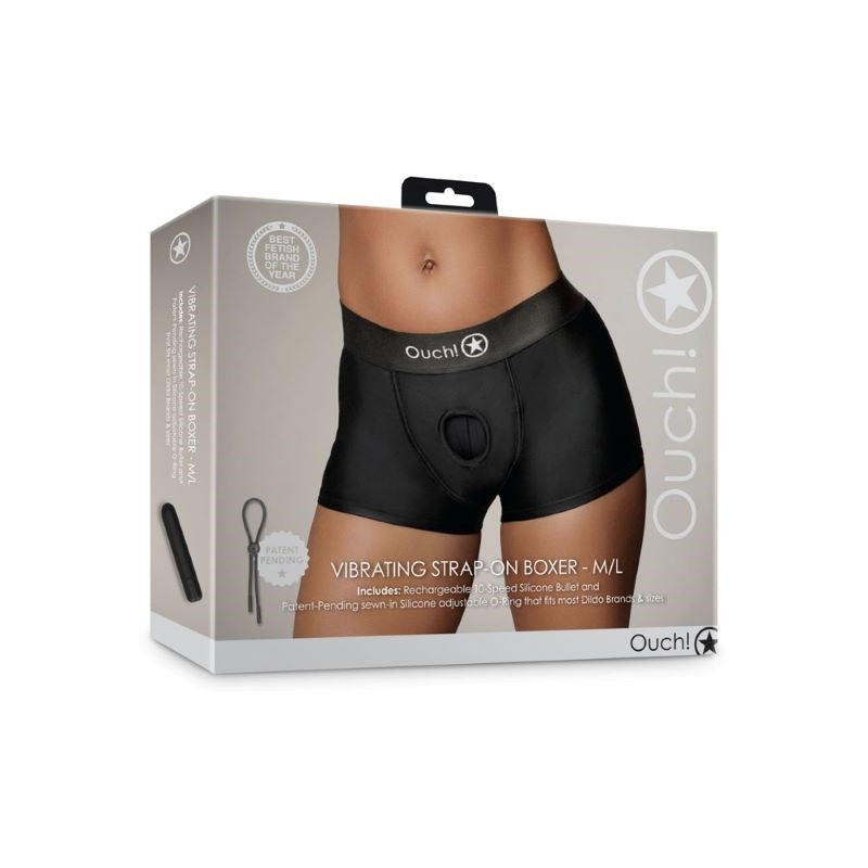 OUCH! Pleasure Enhancing Vibrating Strap-On Boxer Strap On Sextoys