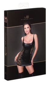 Noir Handmade Power Wetlook Dress - Lace Inserts for Sexy, Playful Look Fancy Dress Ups