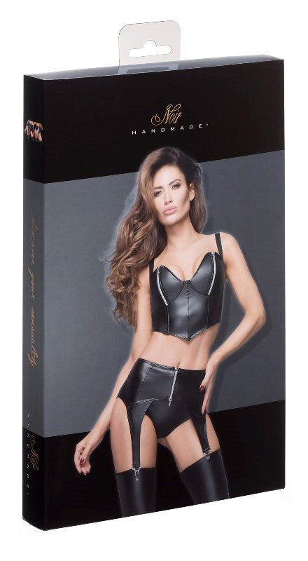 Powerwetlook Garter Belt with Silver Zipper Her Fetish