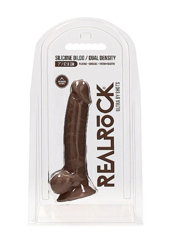 Realrock Ultra Silicone Dildo with Balls Brown Realistic Dildos