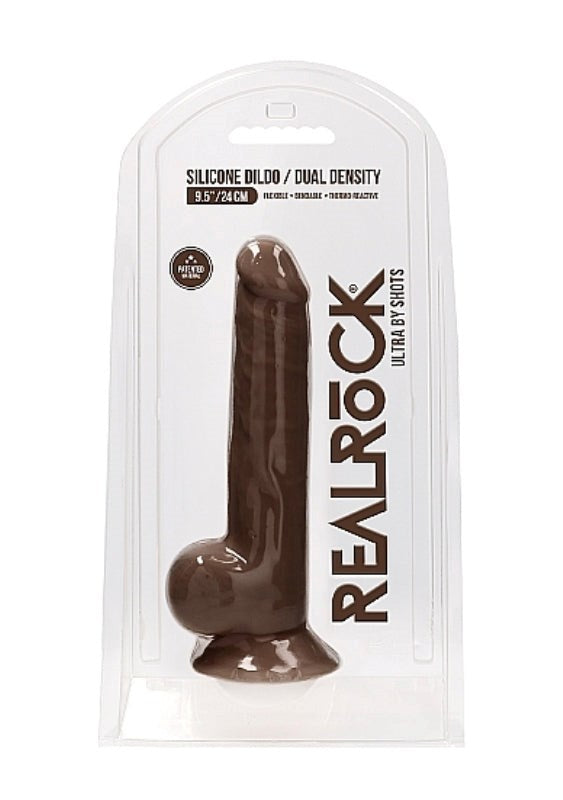 Realrock Ultra Silicone Dildo with Balls Brown Realistic Dildos