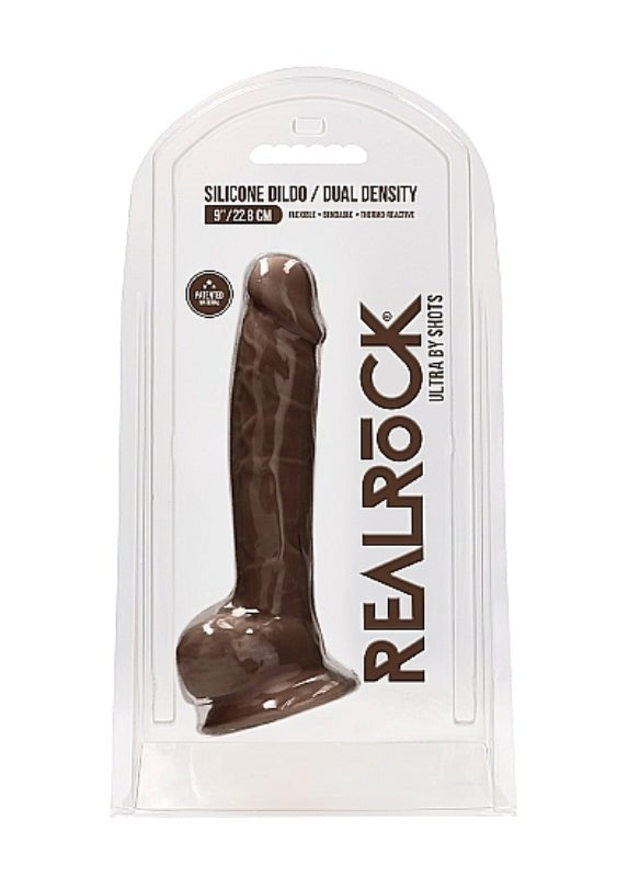 Realrock Ultra Silicone Dildo with Balls Brown Realistic Dildos