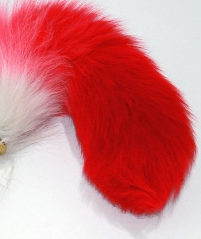 Red Faux Fox Tail Gold Butt Plug Steel Sex Toys