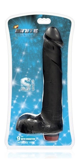 SI Ignite Vibrating Cock with Balls Black Realistic Dildos