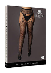 Suspender Leopard Pantyhose - Black Hosiery