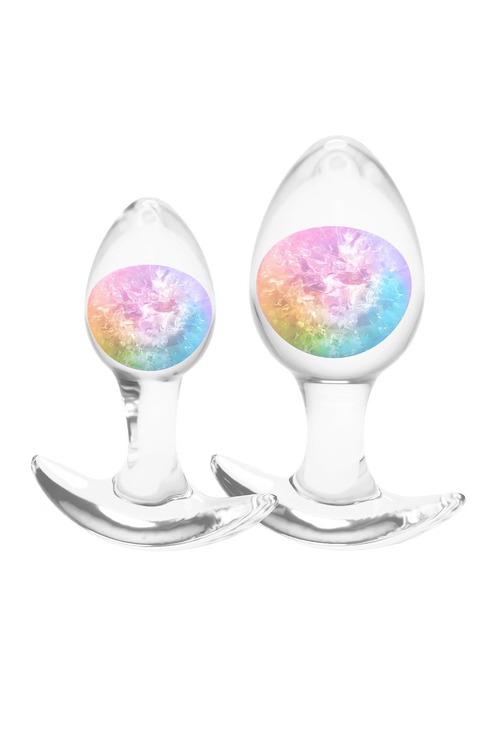 NS Novelties Glams Cosmic Butt Plugs Set of 2 Sizes Rainbow Butt Plugs