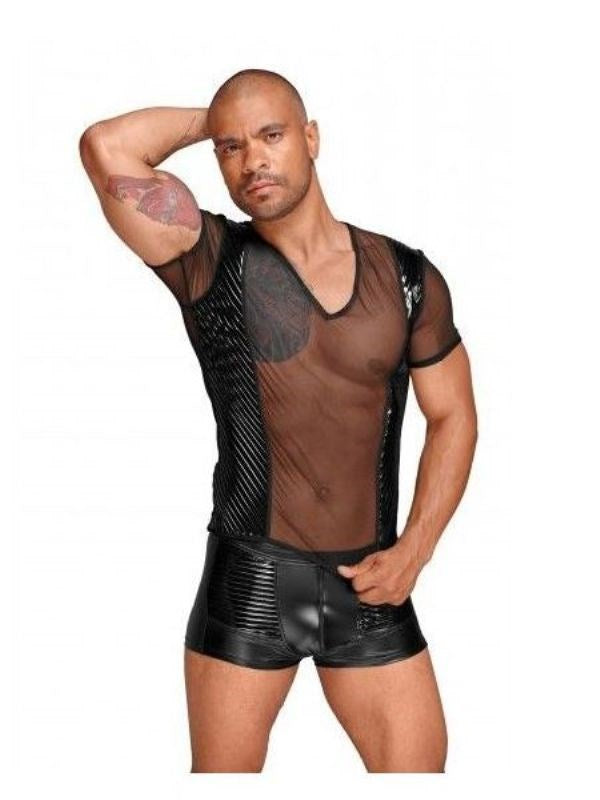 Tulle Men Shirt With Decorative PVC Pleats Mens Briefs And Boxers