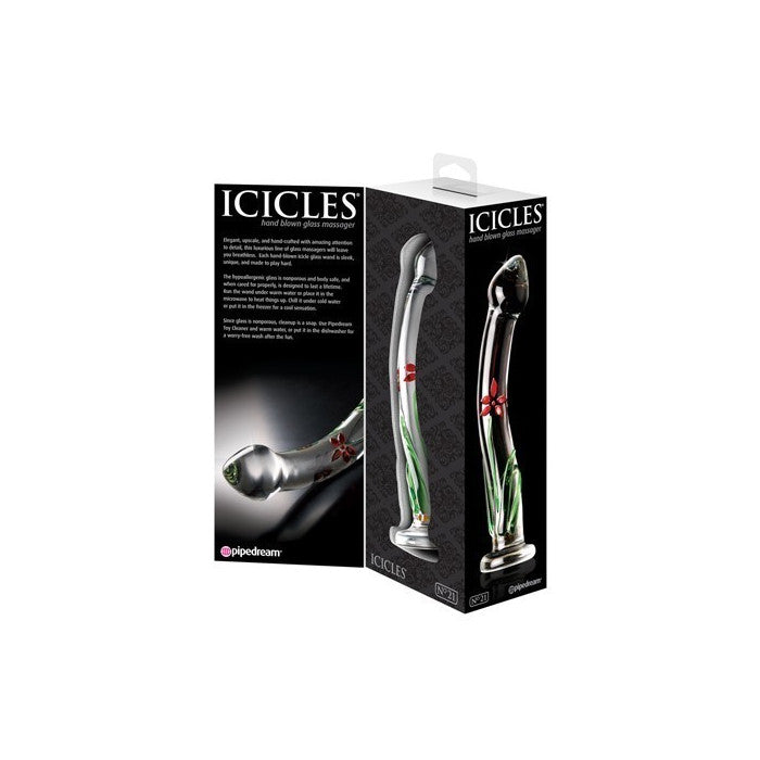 Pipedream Icicles No 21 Hand Blow Curve Glass Dildo Glass Sex Toys