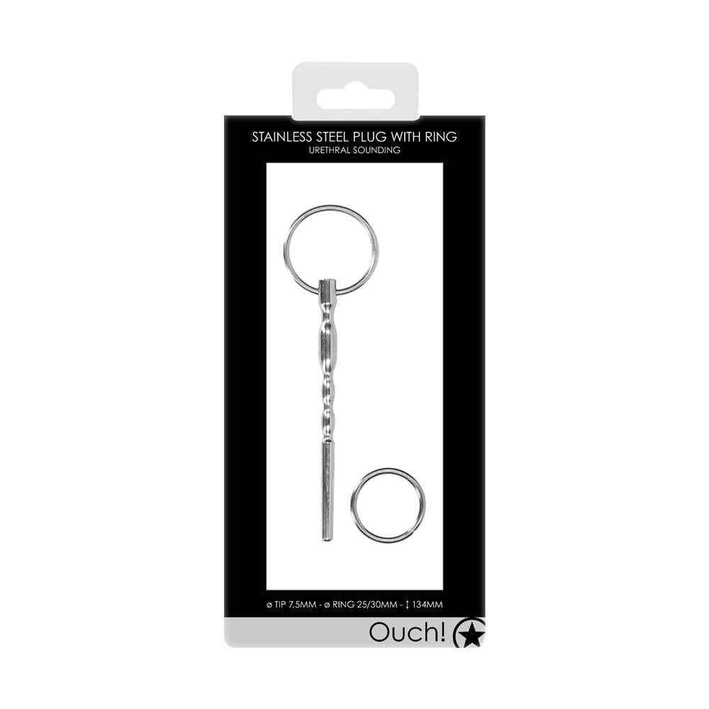 Shots Stainless Steel Urethral Penis Plug With Ring 8mm Urethral Sounds