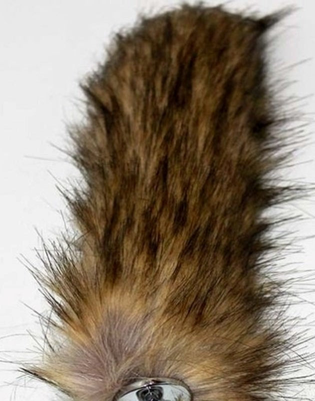 BDStyle Black & Blonde Faux Fox Tail Butt Plug Silver Ribbed Fox Tail Steel Sex Toys