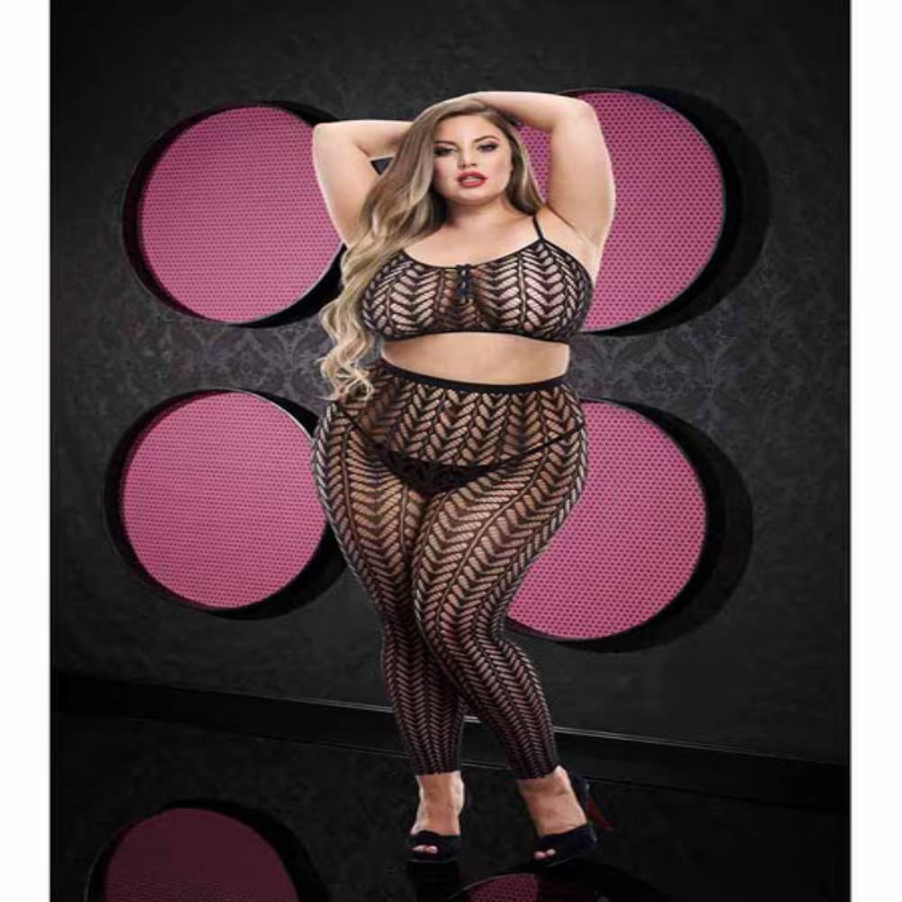 Lapdance Jacquard Crop Top & Pants Set OSX Teddies and Bodysuits