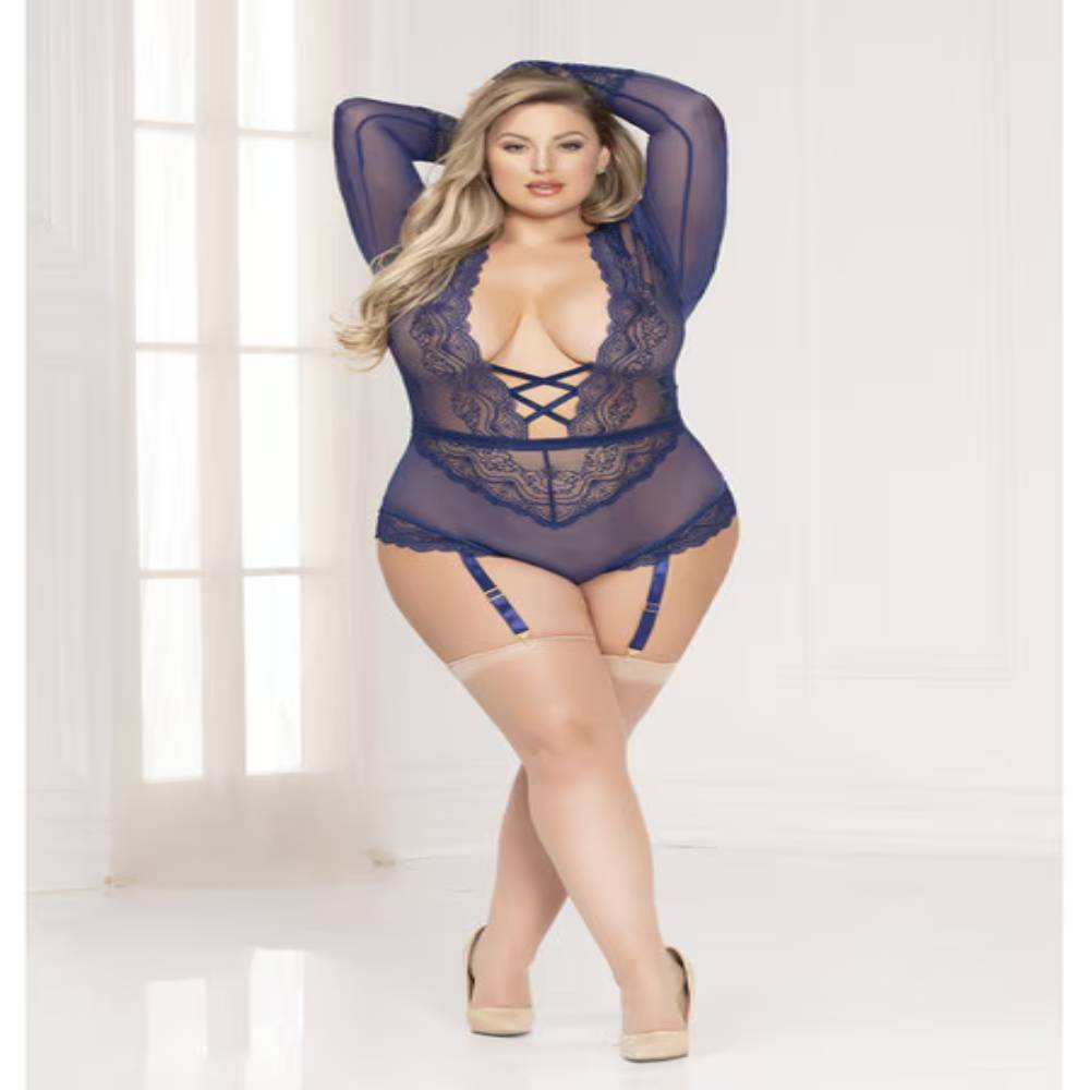 Seven Til Midnight Secret Affair Women Teddy Navy Teddies and Bodysuits