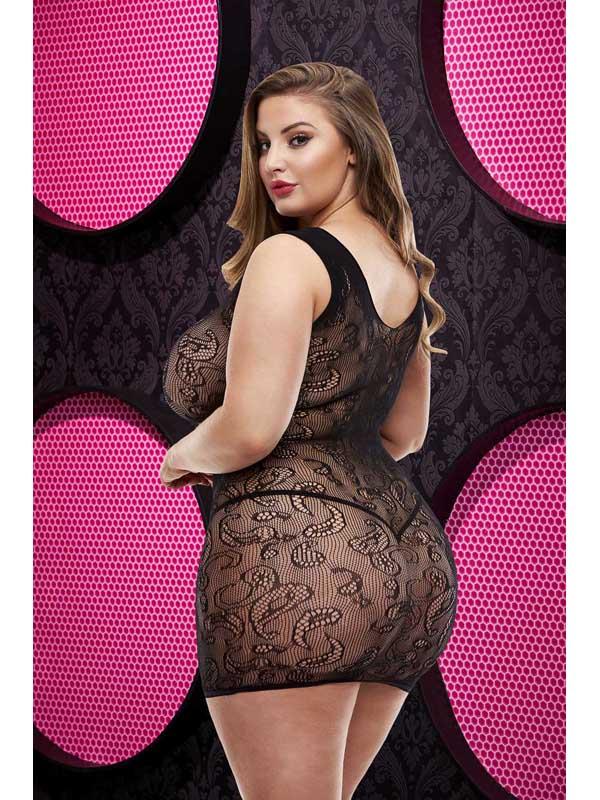 Lapdance Lingerie Lace Mini Womens Dress LC 63 XL BX Black Body Stockings