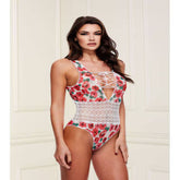 Baci White Floral and Lace Teddy For Womens Teddies and Bodysuits