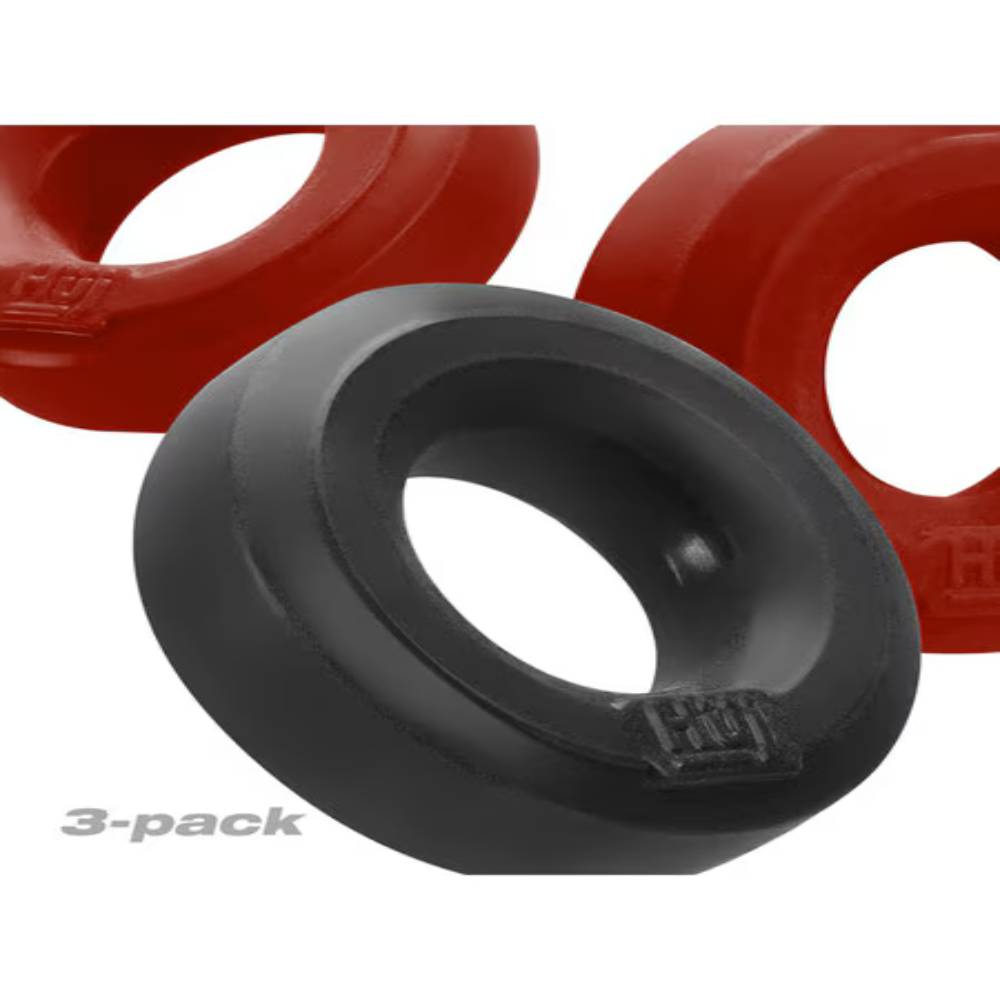 Hunkyjunk HUJ3 Stretchy Cock Ring 3 Pack Pink/Tar Stretchy Cock Rings