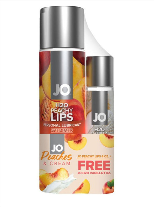 System Jo Peaches and Cream H20 Peachy Lips 120ml Plus FREE H2O Vanilla Cream Lubricant 30ml - Lubricants and Lotions