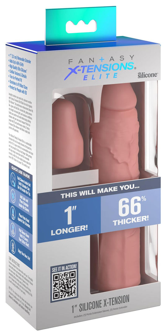 Fantasy Xtensions Elite 7 Inch Sleeve with 1 Inch Plug Light - Penis Sleeves and Extenders