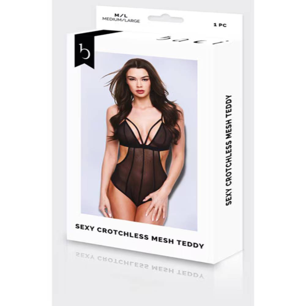 Baci Sexy Crotchless Mesh Womens Teddy Black Teddies and Bodysuits