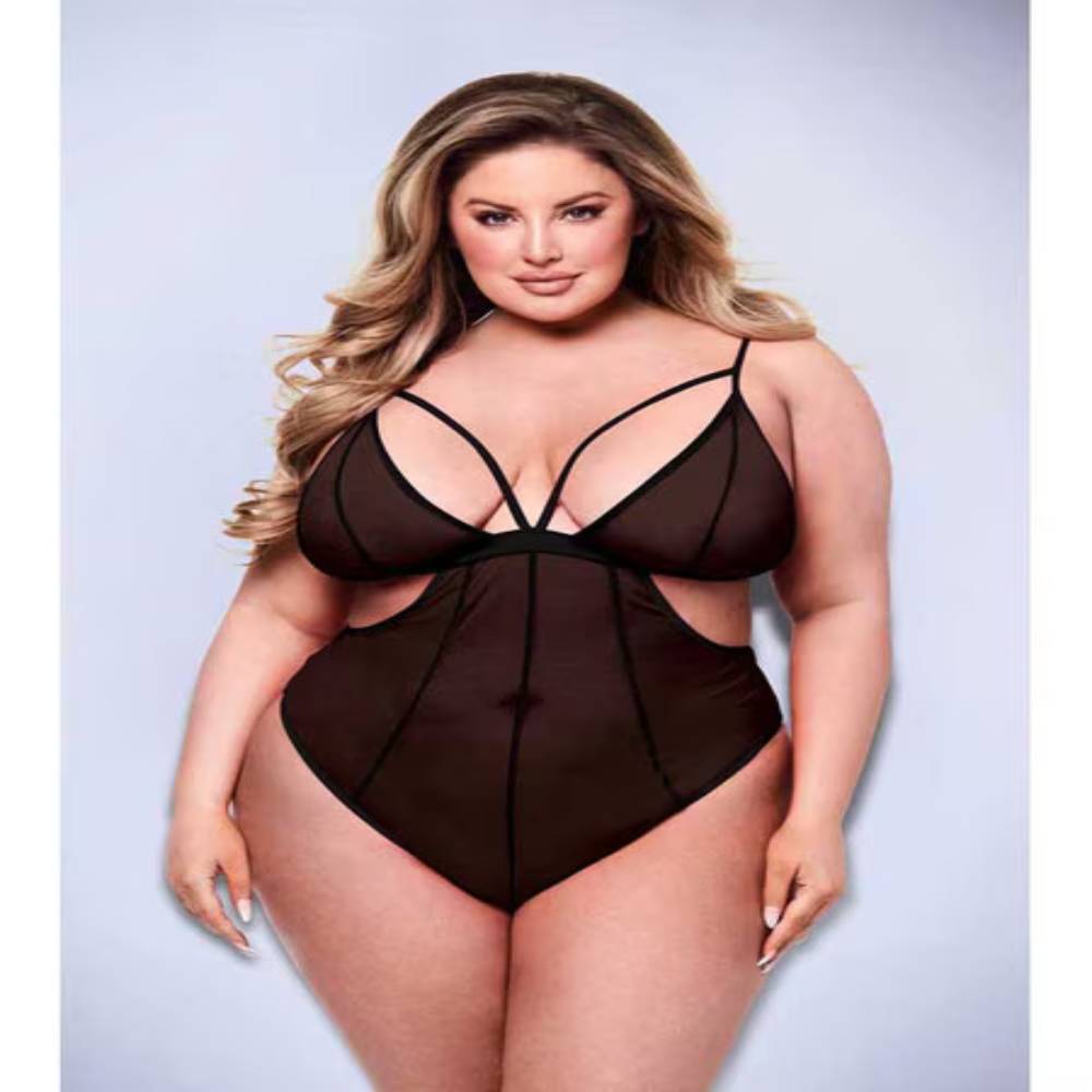 Baci Sexy Crotchless Mesh Womens Teddy Black Teddies and Bodysuits