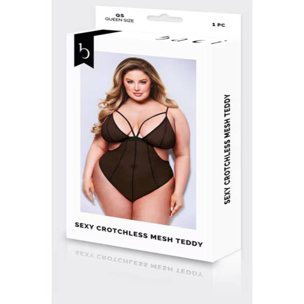 Baci Sexy Crotchless Mesh Womens Teddy Black Teddies and Bodysuits