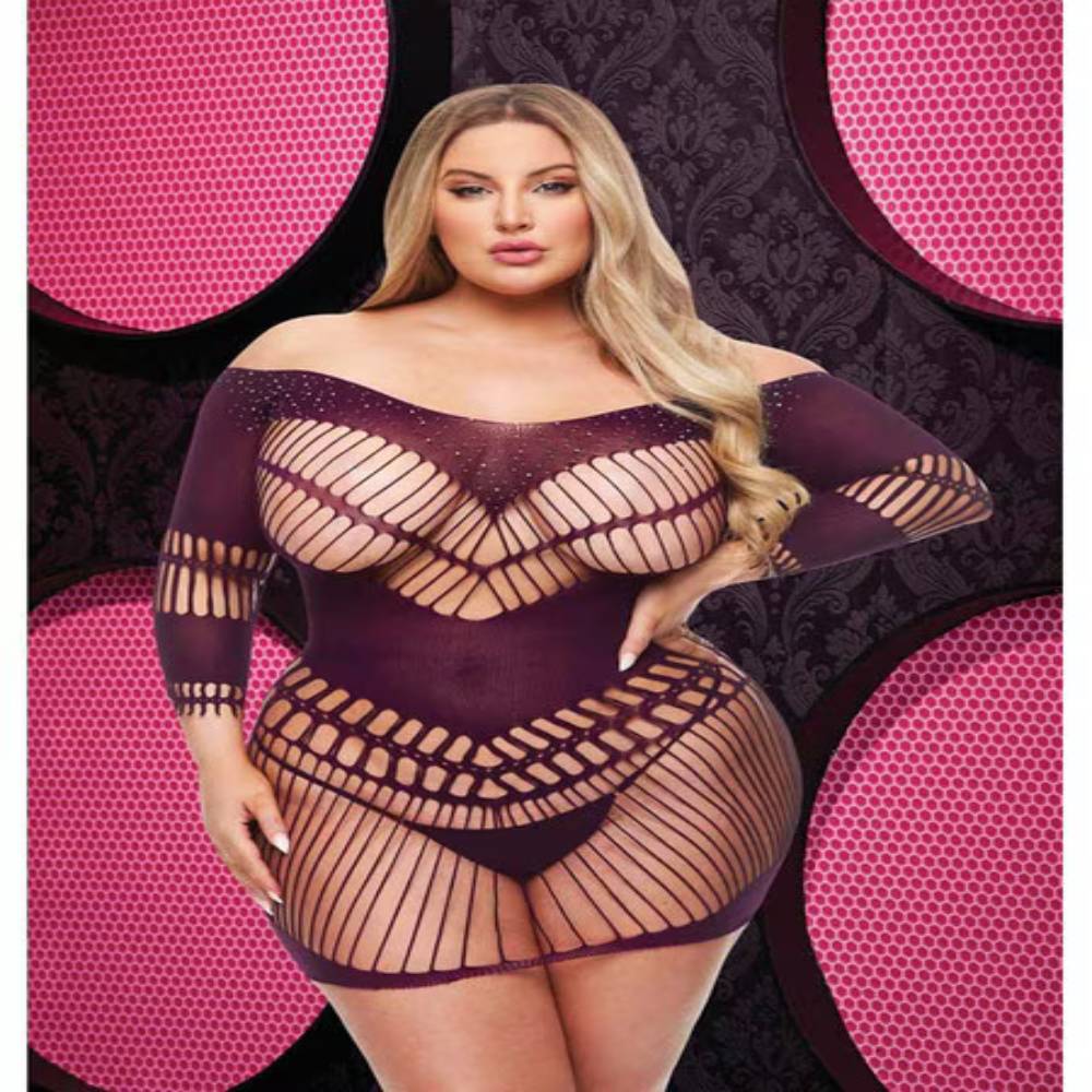 Lapdance Lingerie Bling Bling Sexy Halter Dress Purple Teddies and Bodysuits