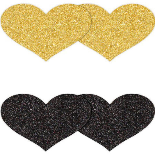 NS Novelties Pretty Glitter Hearts Shape Nipple Pasties 2 Pair Breast and Nipple Toys