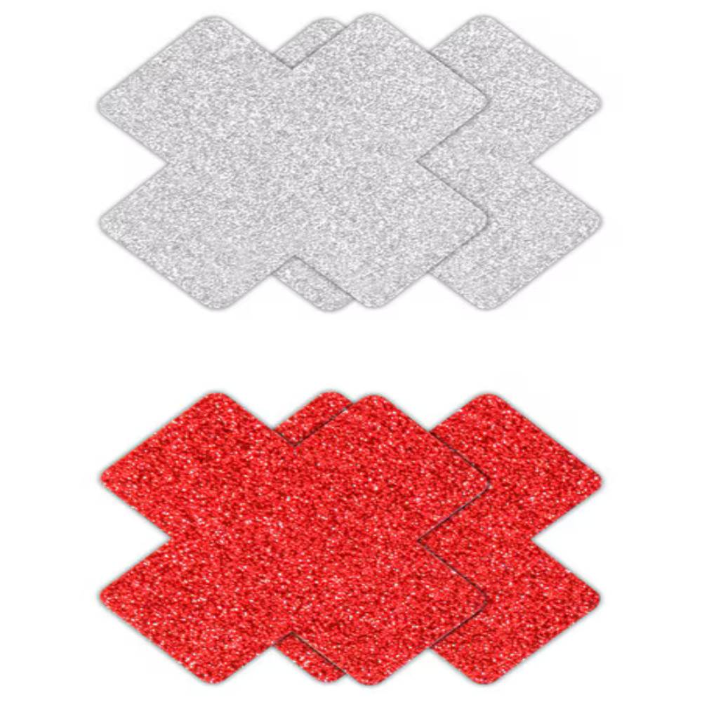 NS Novelties Pretty Womens Pasties Glitter Cross 2 Pair Breast and Nipple Toys