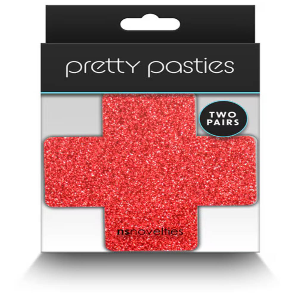 NS Novelties Pretty Womens Pasties Glitter Cross 2 Pair Breast and Nipple Toys