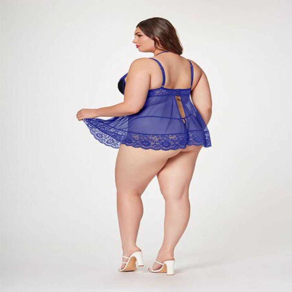 Seven Til Midnight The Romantic Two Piece Babydoll Set Blue Babydolls and Chemises