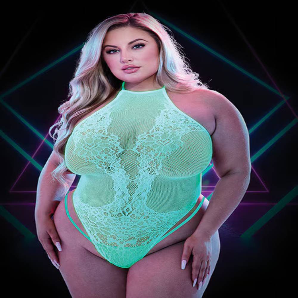 Lapdance Lingerie Glow In The Dark Womens Sheer Teddy Teddies and Bodysuits