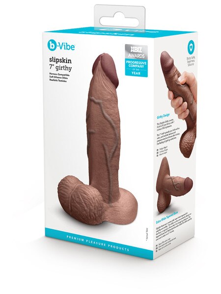B-Vibe Slipskin 7 Inch Realistic Silicone Dildo Girthy Realistic Dildos
