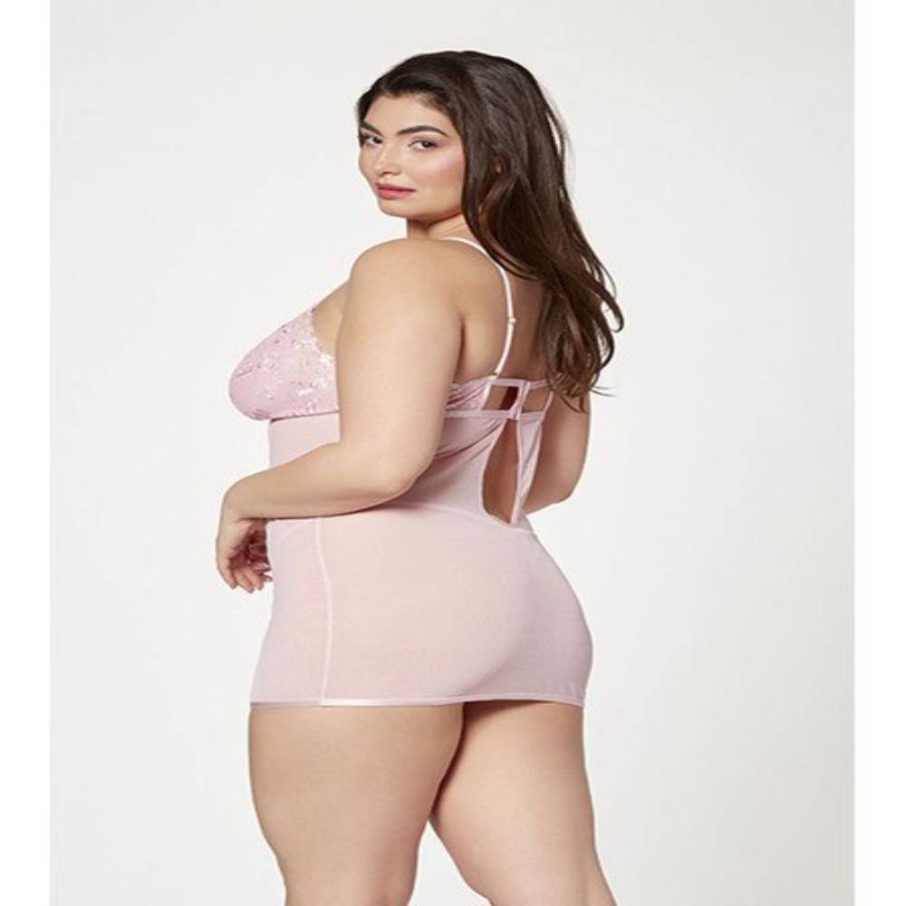 Seven Til Midnight 2 Piece Slim Fit Chemise And Thong Panty Set Pink Babydolls and Chemises