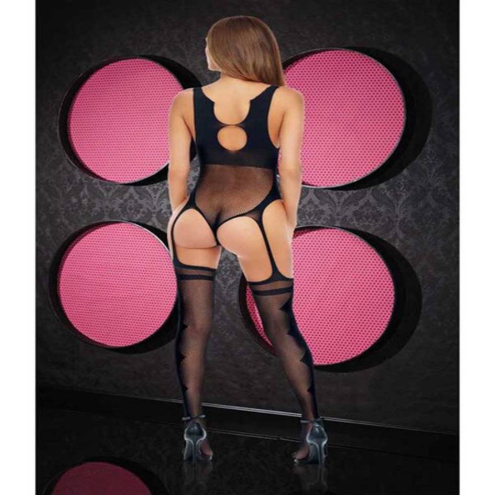 Lapdance Lingerie Fancy Suspender Bodystocking Black Body Stockings