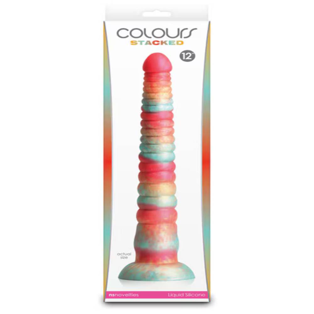 NS Novelties Colours Stacked 12 Inch Silicone Dildo Realistic Dildos