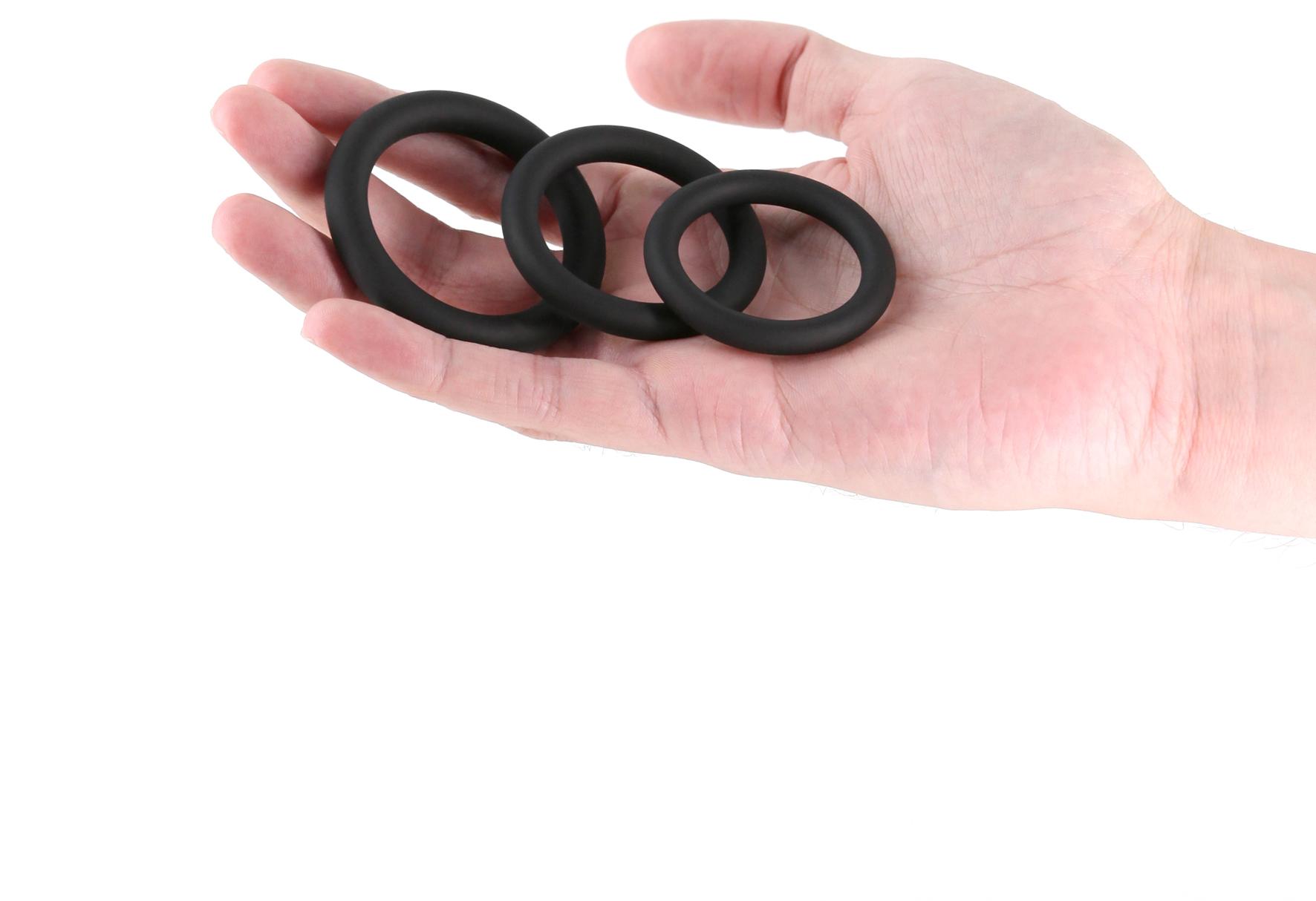Renegade 3 Piece Slim Stretchy Cock Rings Black Cock Ring Sets