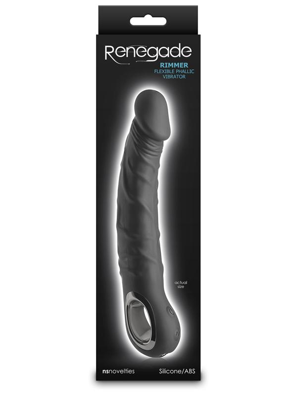 Renegade Rimmer Vibrating Dong With Handle Black Vibrating Dildos