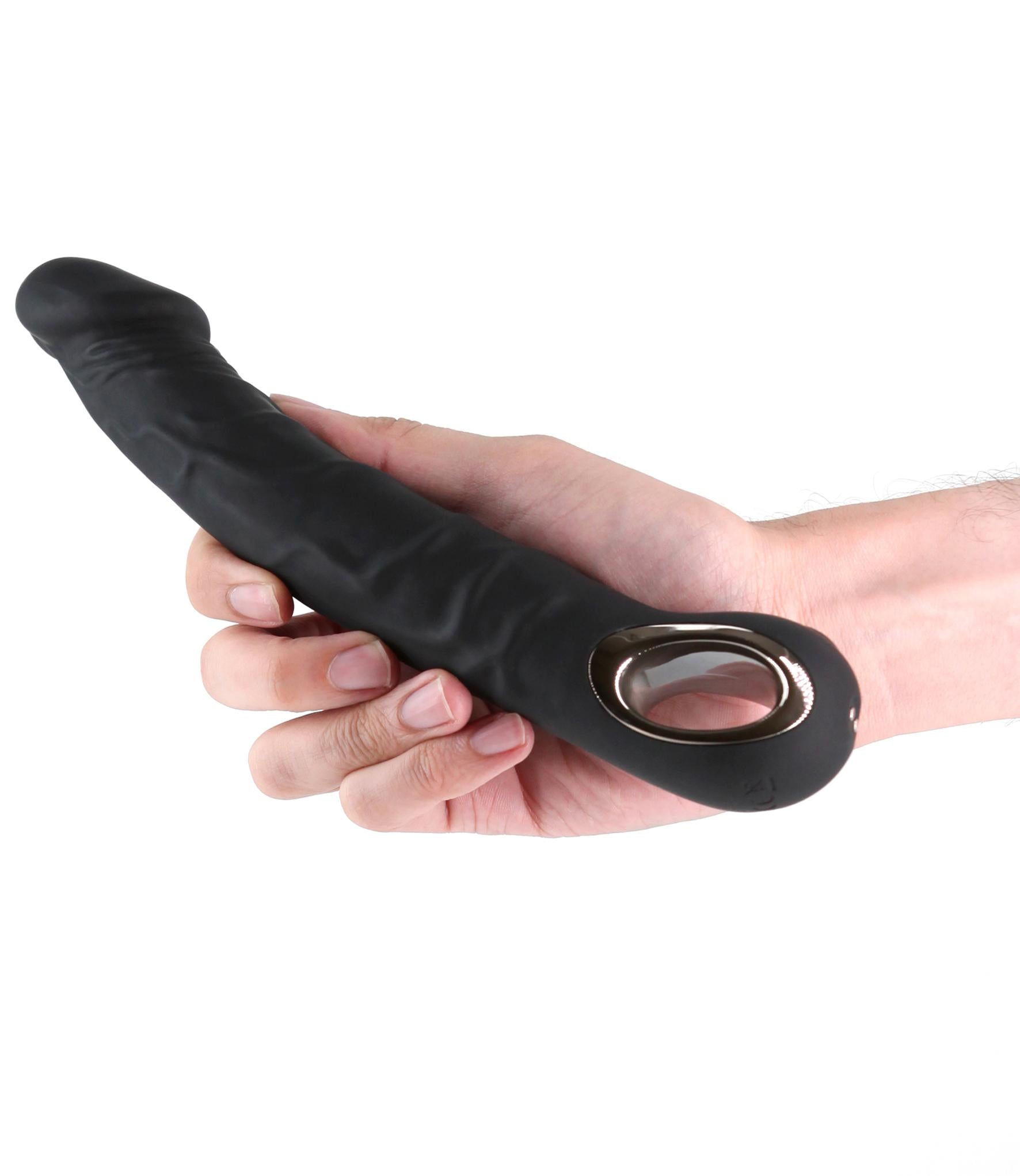 Renegade Rimmer Vibrating Dong With Handle Black Vibrating Dildos