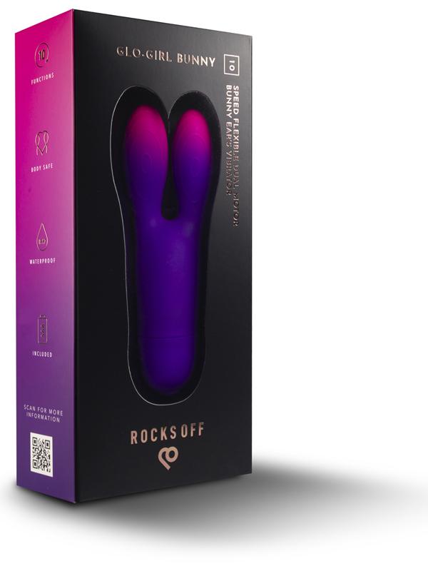 Rocks Off Glo Girl Bunny 10 Function Rabbit Ear Vibrator Pussy And Clit Toys