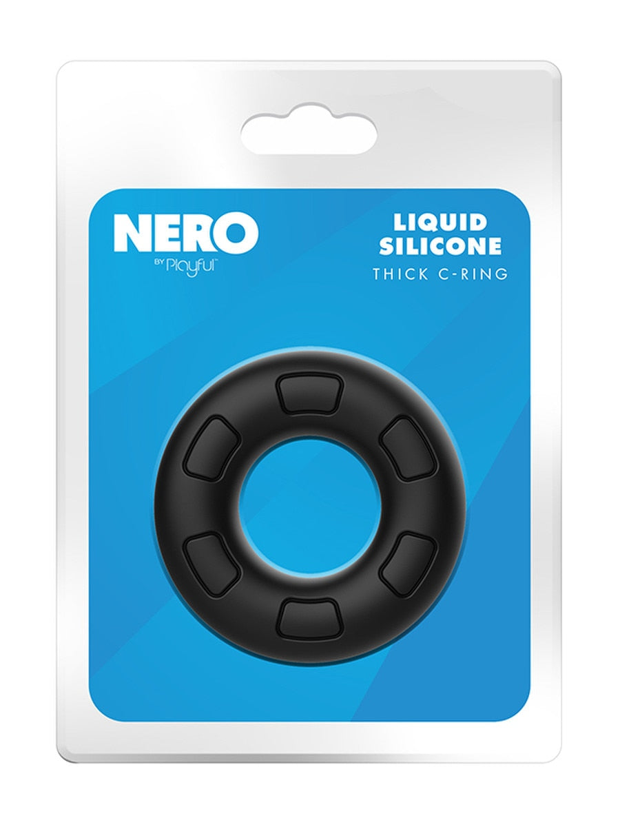 Playful Nero Liquid Silicone Thick Male C-Ring Stretchy Cock Rings